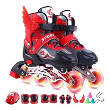 Patines De 8 Ruedas Luminosas Ajustables Para Niños Y Niñas