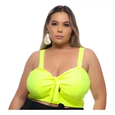 Cropped Laço Plus Size Malha Canelada Verão Super Barato