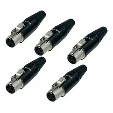 Kit 5 Conector Mini Xlr Tiny Rean By Neutrik 3 Pinos Rt3fc-b