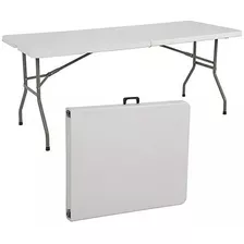 Mesa Dobrável Retangular 1,80m Camping Vira Maleta Cor Branco