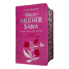 Bíblia De Estudo Da Mulher Sábia Letra Grande Harpa E Índice Capa Luxo Pink