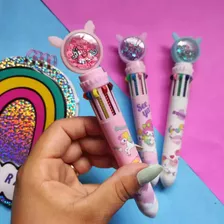 Caneta Esferográfica Fofa 10 Cores Desenhada Kawaii