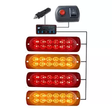 4 Barras Led Estrobo Rojo Ambar Control Cerebro Inteligente