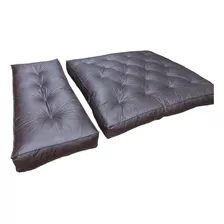 Colchon Futon 2 Cuerpos Eco Cuero Con Piecera