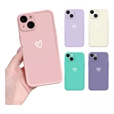 Funda En Colores Pastel Con Dibujo De Corazón Para iPhone