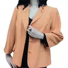 Blazer Vintage Mujer Naranja Satinado Floreado Large Barroco