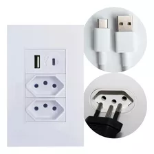 Tomada De Parede Usb + Tipo C Universal Bivolt Carregador 