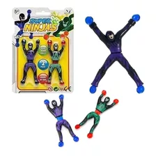 2 Uni Boneco Ninja Gruda Parede Homem Geleca Cartela