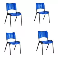 Kit 04 Cadeiras Iso Plástica Empilhável Azul