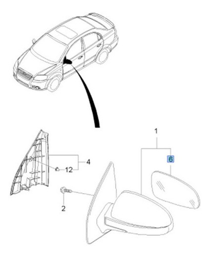 Luna Espejo Izquierdo Chevrolet Aveo 1.6l 2012 Foto 4