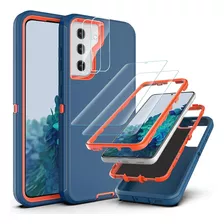 Funda Para Samsung Galaxy S21 - Azul/naranja + Protectores