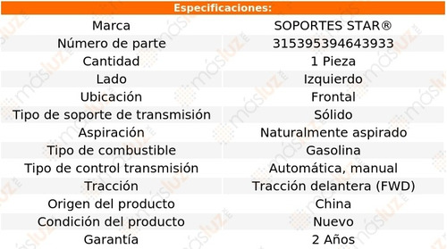1) Soporte Transmisin Del Izquierdo Alero 3.4l V6 00/04 Foto 2