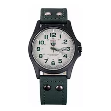 Reloj Casual Acero Cuarzo Marca Soki Color Blanco Con Verde
