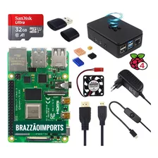 Kit Raspberry Pi4 Pi 4 4gb Model B Cartão Hdmi Case Cooler..