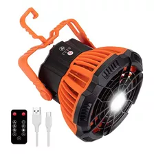 Ventilador De Camping Recargable Portátil Con Luz Led