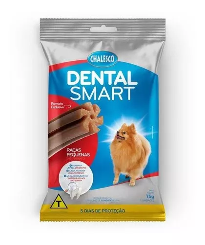 Chalesco Petisco Snack Dental Smart Cachorro Pet Cão Cães Raça Pequena Biscoito Limpa Dentes Sabor Frango 75 Gramas