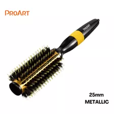 Escova De Cabelo Metalica Amarelo 25mm Térmica Cerdas Duplas