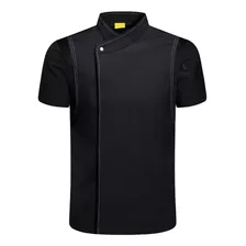 Casaco Chef Moderno Jaqueta Manga Curta Top Preto Xxxg