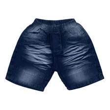 Short De Jeans Con Bordado Y Cintura Elastizada
