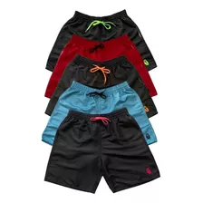 Kit 5 Bermudas Tactel Shorts Masculinos Com Bolso Moda Praia