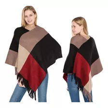 La Imitación De La Cachemira De Punto Chal-poncho Para Mujer