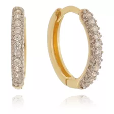 Brinco De Argola Em Ouro 18k Com Zircônias