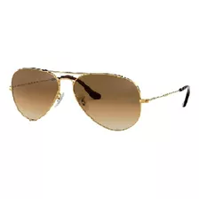 Óculos De Sol Aviador Classic Masculino E Feminino Armação Dourada Lente Marrom