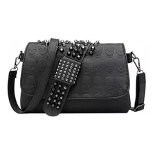 Bolso Mujer Remachado Negro Calavera Hombro Bandole