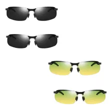 4x Gafas De Conducir Hombre Polarizadas Uv400 Negro / Vista