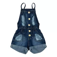 Jardineira Macaquinho Infantil Jeans Mini Diva Modinha Luxo