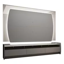 Painel E Rack Com Led Sublime 220 Cinza Off White - Gelius Cor Cinza/off White