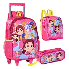 Kit Mochila Infantil Menina Rodinha Escolar Maria Clara E Jp