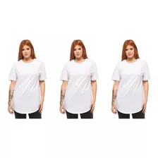 Kit 3 Camiseta Feminina Oversized Longline Swag - C1