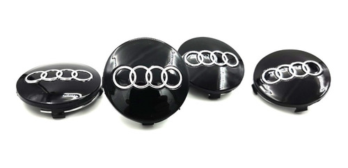 4 Tapas Centro De Rin Audi A3 A4 A6 60mm, Color Negro  Foto 2