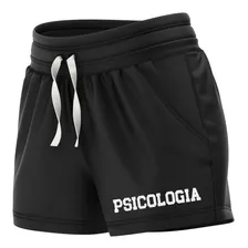 Shorts Feminino De Moletinho Psicologia Bordado Ref 1