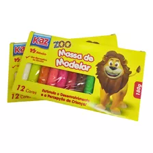 Massinha De Modelar Kaz Zoo 12 Cores Sortidas 180g Infantil