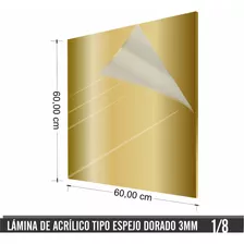 1/8 Lamina Acrílica Espejo Dorado 0.60 Cm X 0.60 Cm