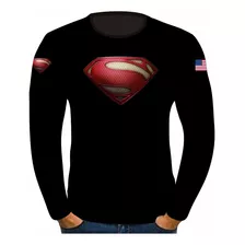 Camisa Manga Longa Super Homem Heroi Serie Superman Usa