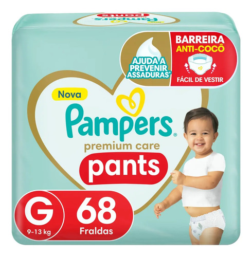 Fralda Pampers Premium Care Pants Tamanho G 68 Unidades