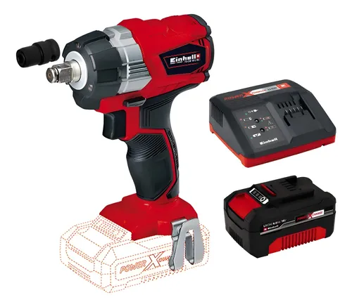 Llave Impacto A Bateria Einhell Te-cw 18 + Starter Kit 4.0ah Rojo