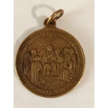 Medalla Religiosa Antigua Sagrado Corazón Apóstoles Oración 