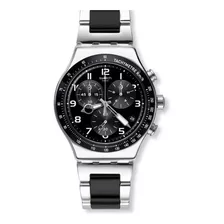 Reloj Swatch Speed Up Again Plateado Color Del Bisel Negro Color Del Fondo Negro