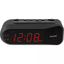 Sharp Digital Alarm Clock Black Case With Red Leds - Ascen