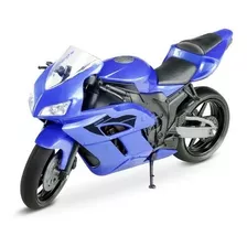 Moto Roma Racing Motorcycle 22cm Azul Miniatura Realista
