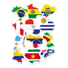 Adesivos Mini Bandeiras Países América Do Sul 