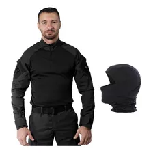 Kit Camiseta Tática Combat + Balaclava Snake Bélica Preta