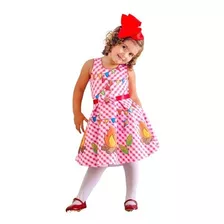 Vestido Festa Junina Infantil Caipira Moderno Luxo + Meia