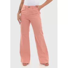 Calça Feminina Sarja Wide Leg Pantalona Confortável E Macia