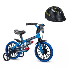 Bicicleta Infantil Aro 12 Veloz Com Capacete Preto - Nathor
