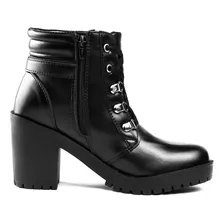 Bota Tratorada Feminina Preto Cano Curto